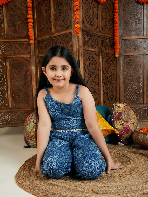 Vastramay Girl's Denim Top And Palazzo Set